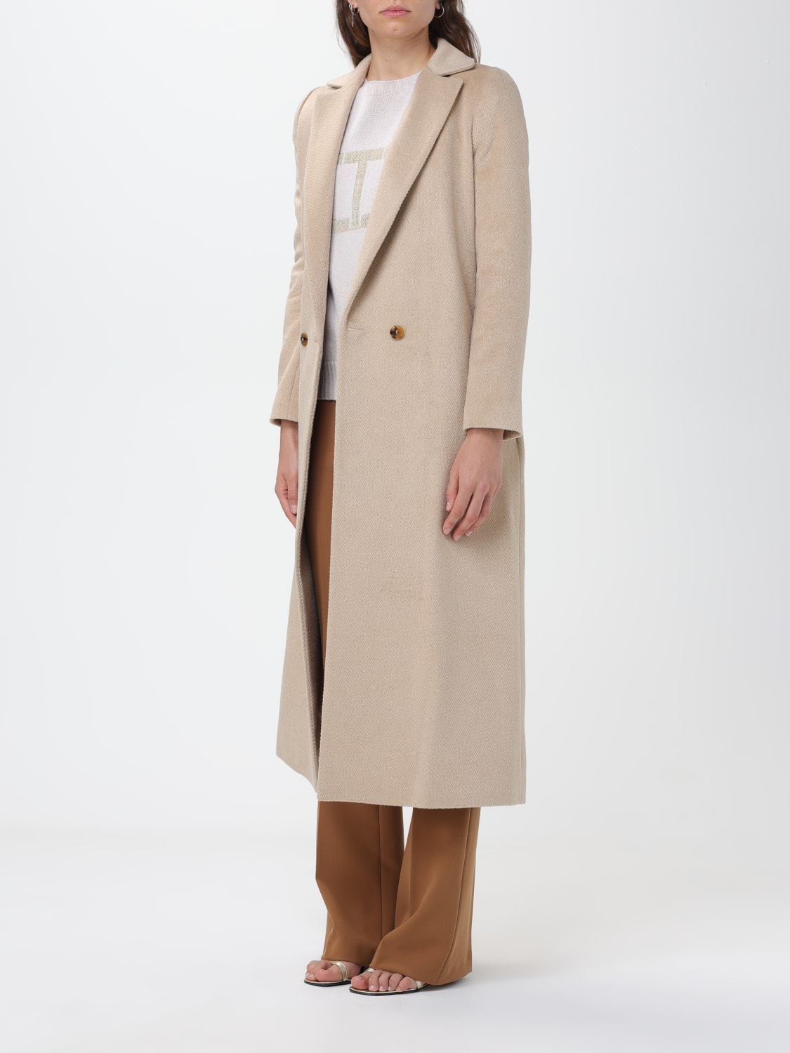 Cappotto donna Isabel Coat in panno di lana - Marrone