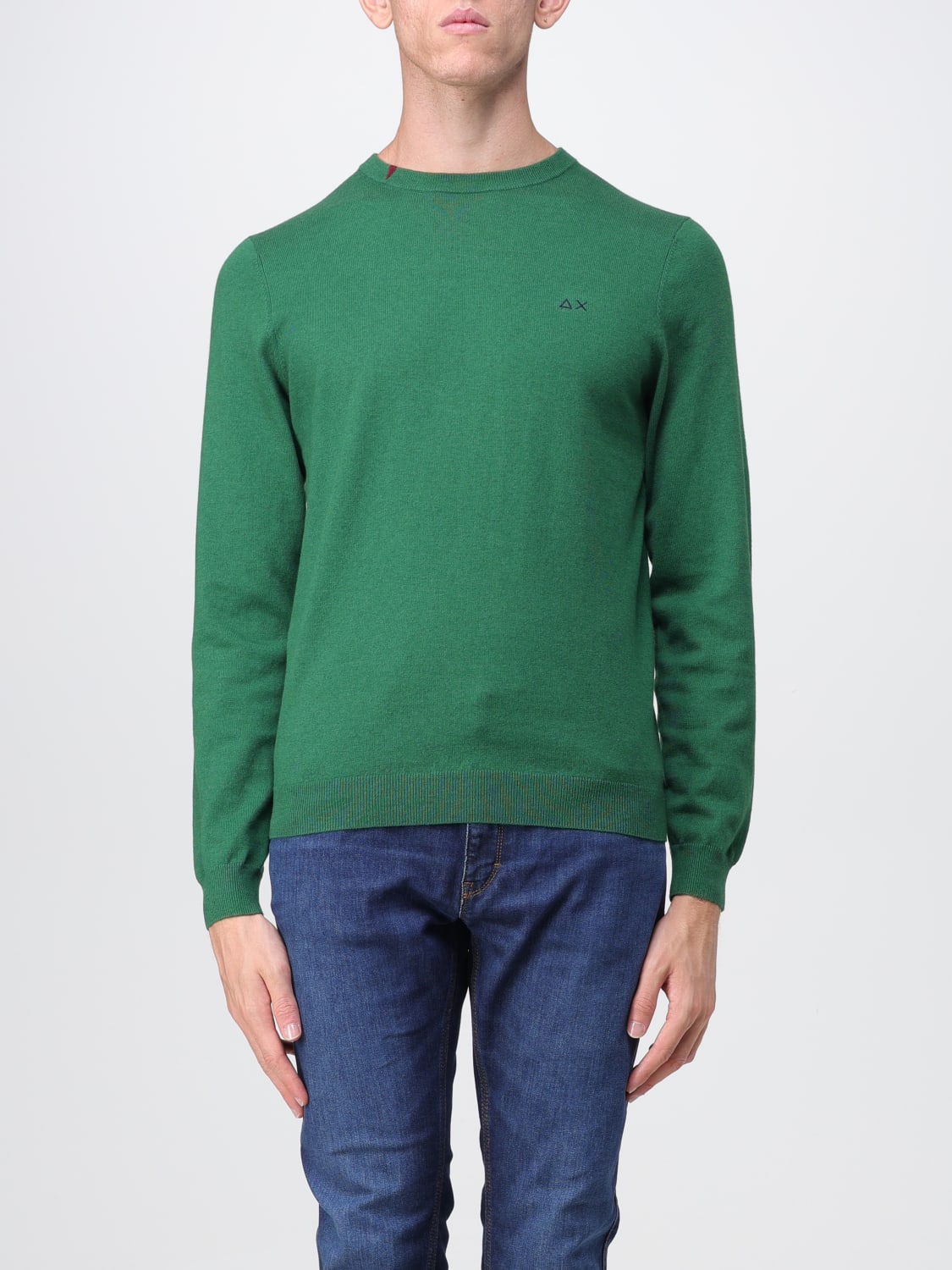 SUN68 Maglione Girocollo Pied De Poule Verde Salvia K41130