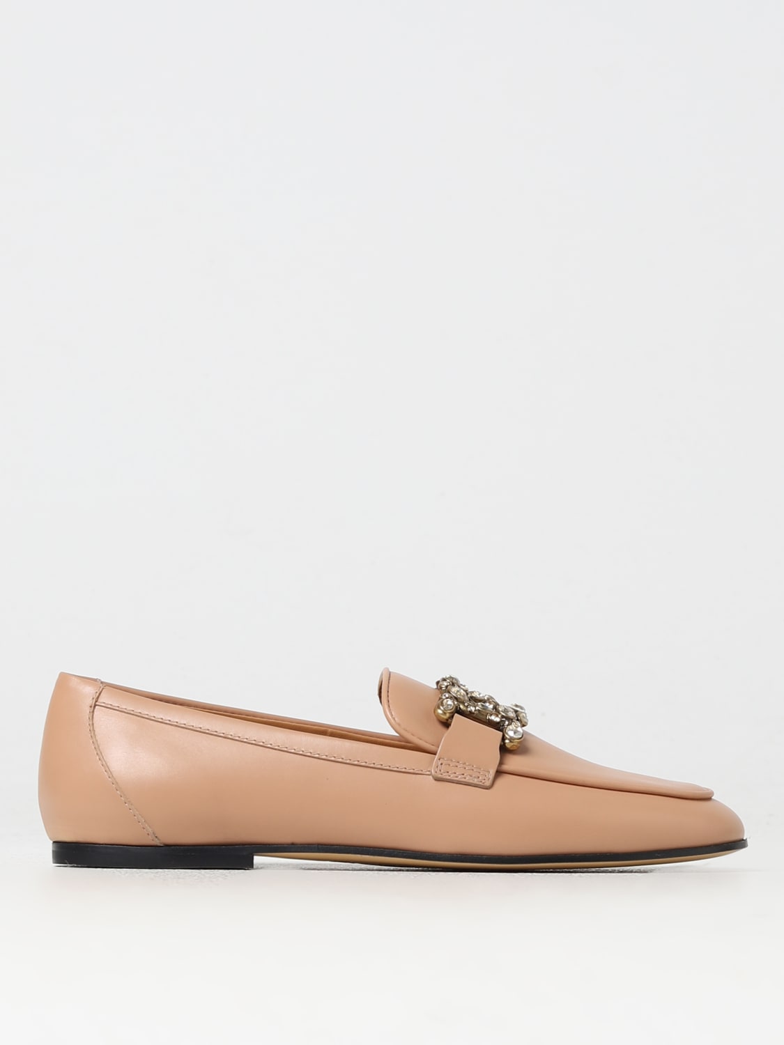 TOD S leather mocassins with chain detail Pink Tod s loafers