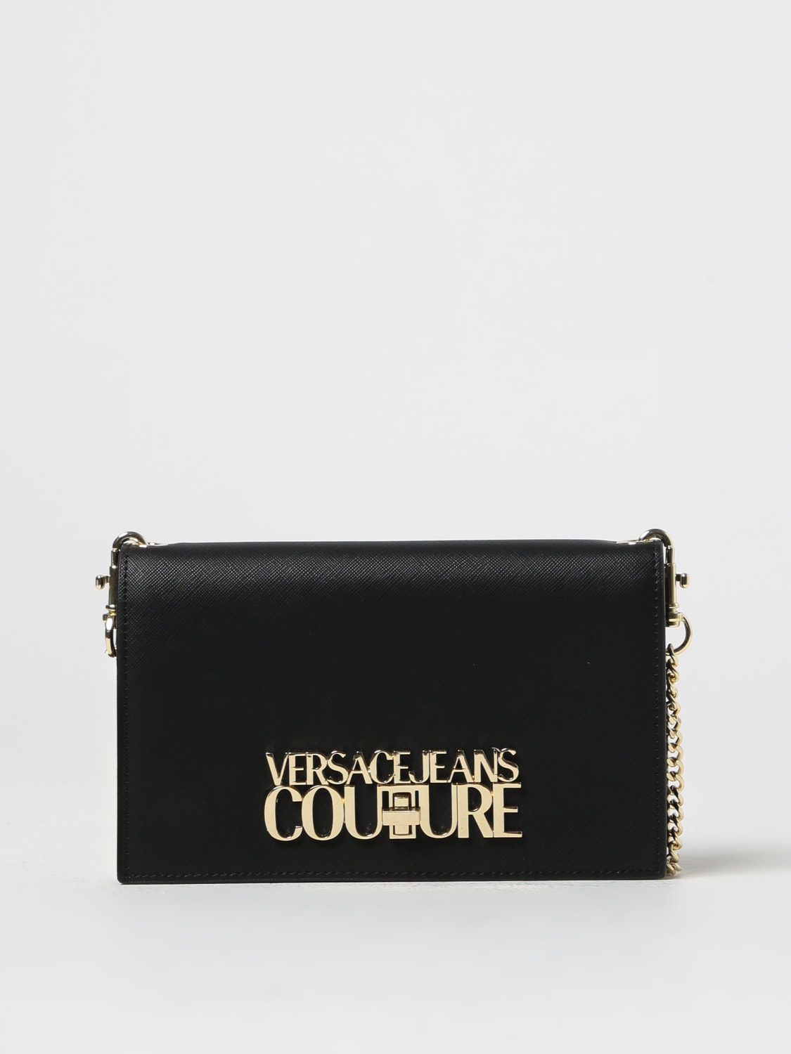 VERSACE JEANS COUTURE: mini wallet bag in saffiano synthetic leather ...