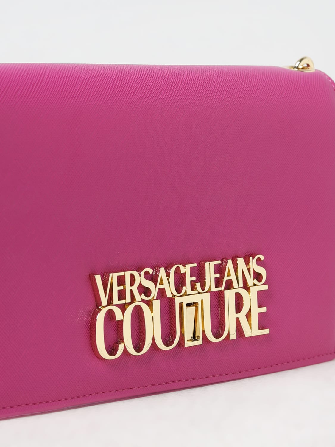 VERSACE JEANS COUTURE: mini wallet bag in saffiano synthetic leather ...