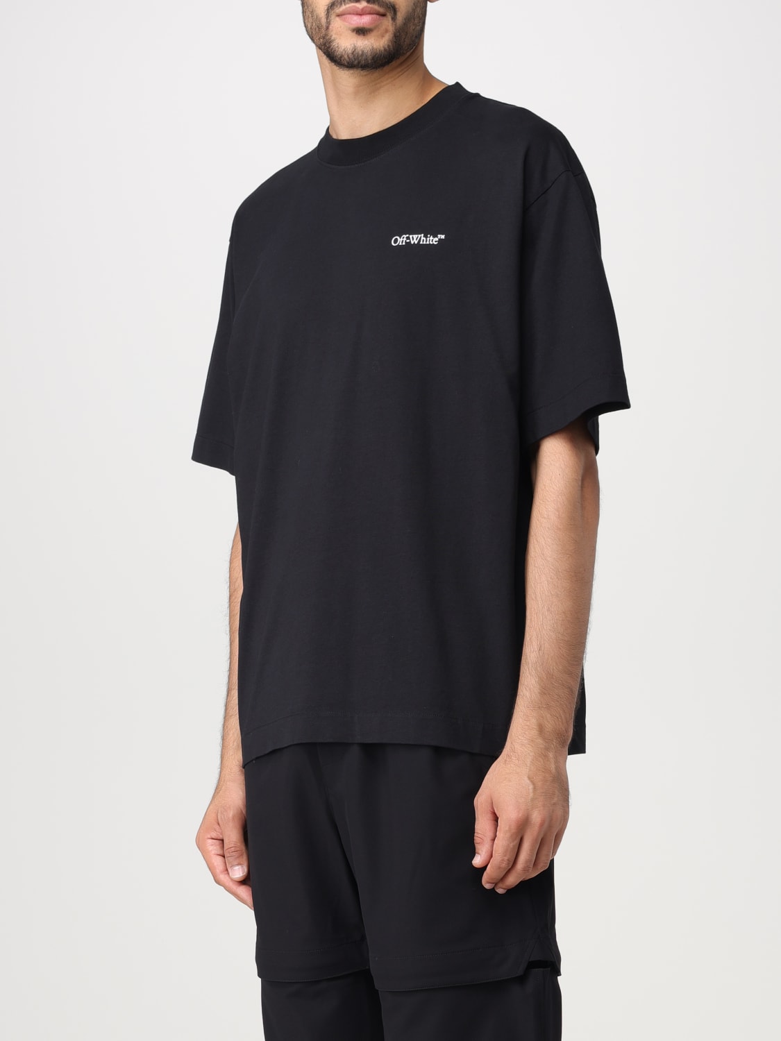 OFF-WHITE: basic t-shirt with maxi logo - Black | Off-White t-shirt ...