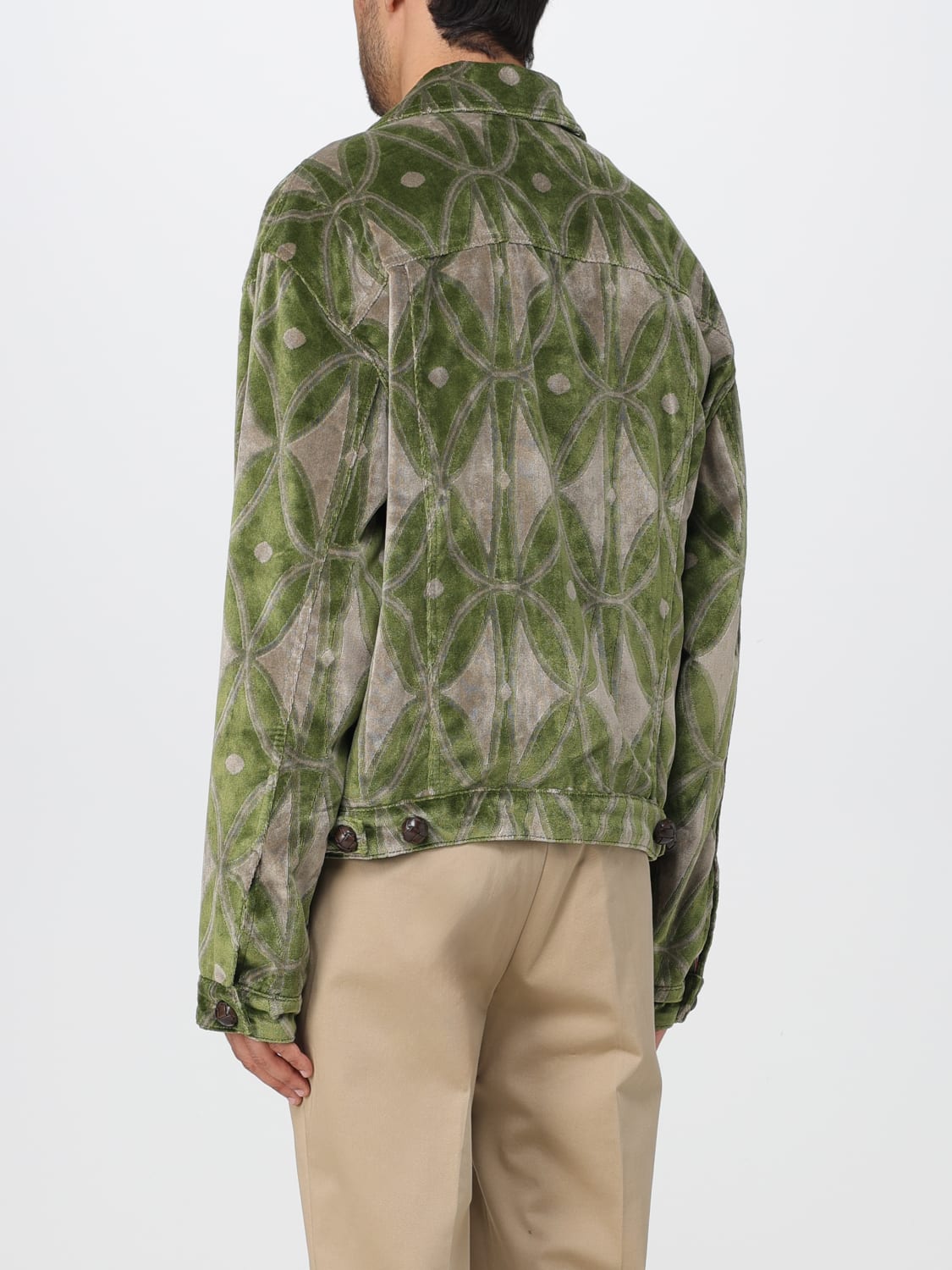 ETRO: jacket in velvet with jacquard pattern - Green | Etro jacket ...