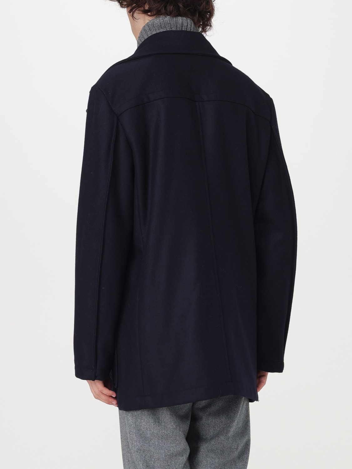 GRIFONI: coat for man - Blue | Grifoni coat GP16001228 online at GIGLIO.COM