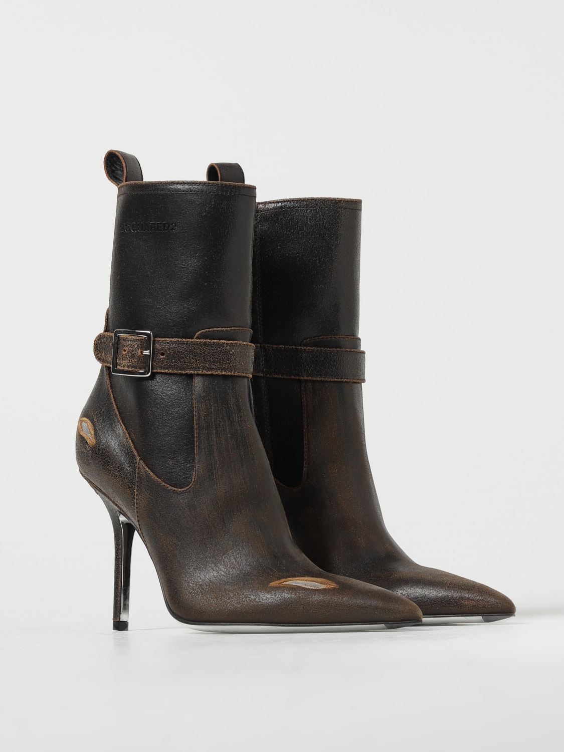 DSQUARED2: flat ankle boots for women - Brown | Dsquared2 flat