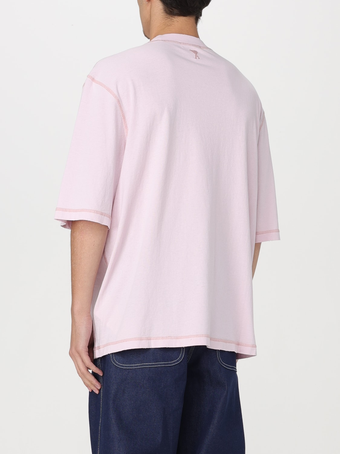 AMI PARIS: t-shirt for man - Pink | Ami Paris t-shirt UTS016JE0051 ...