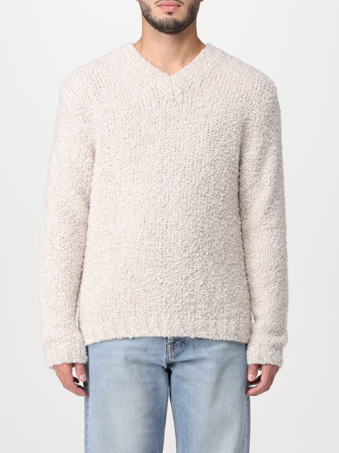 SUNFLOWER MAGLIA: Pullover in misto lana bouclé, Maglia Sunflower uomo -  3033 Bianco