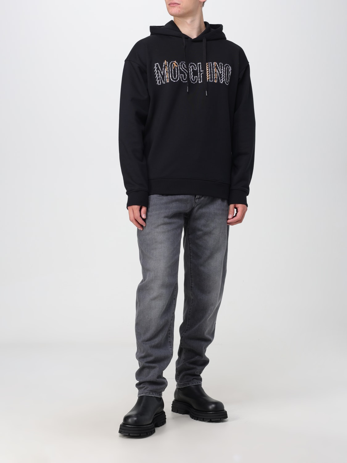 Mens black moschino online hoodie