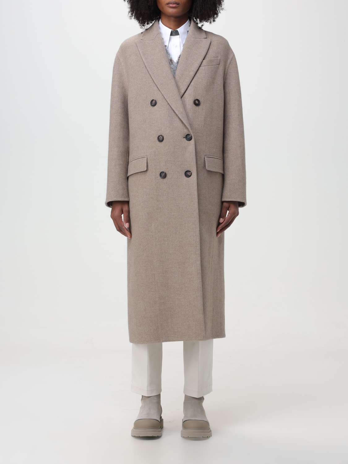 BRUNELLO CUCINELLI: coat for woman - Beige | Brunello Cucinelli coat ...