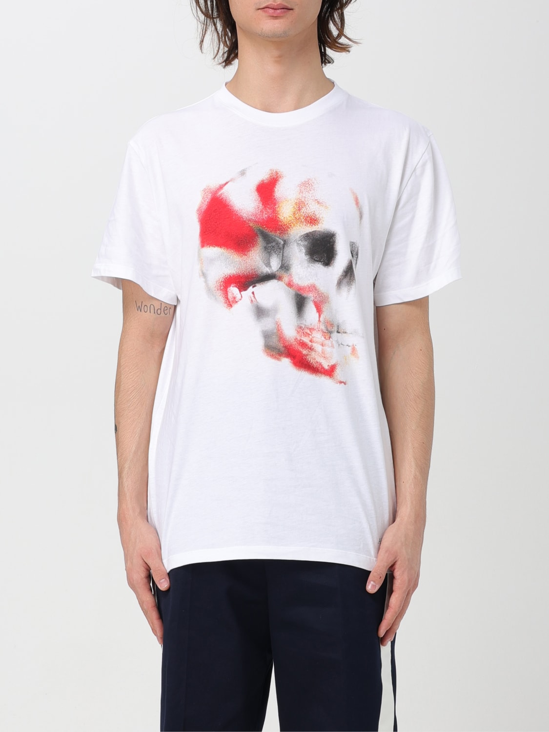 ALEXANDER MCQUEEN：Tシャツ メンズ - ホワイト 1 | GIGLIO.COM