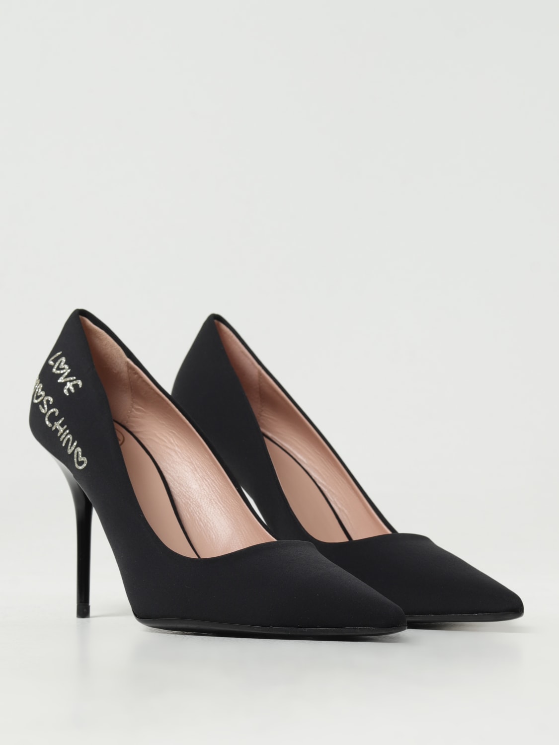 LOVE MOSCHINO: pumps in lycra with logo - Black | Love Moschino pumps ...