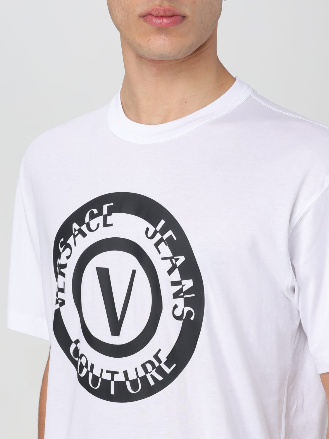 VERSACE JEANS COUTURE: t-shirt for man - White  Versace Jeans Couture t- shirt 76GAHT06CJ00T online at