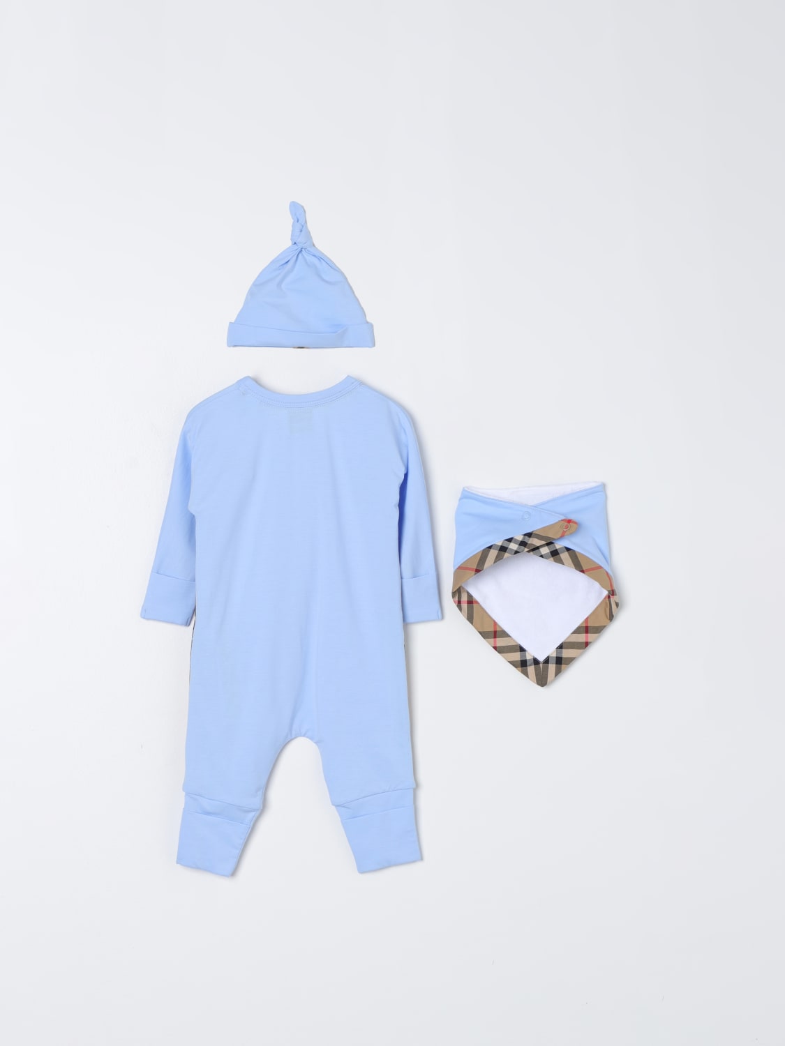 BURBERRY KIDS: Одежда для новорожденных мальчик - Голубой | Burberry Kids  Одежда Для Новорожденных 8070278 на сайте GIGLIO.COM
