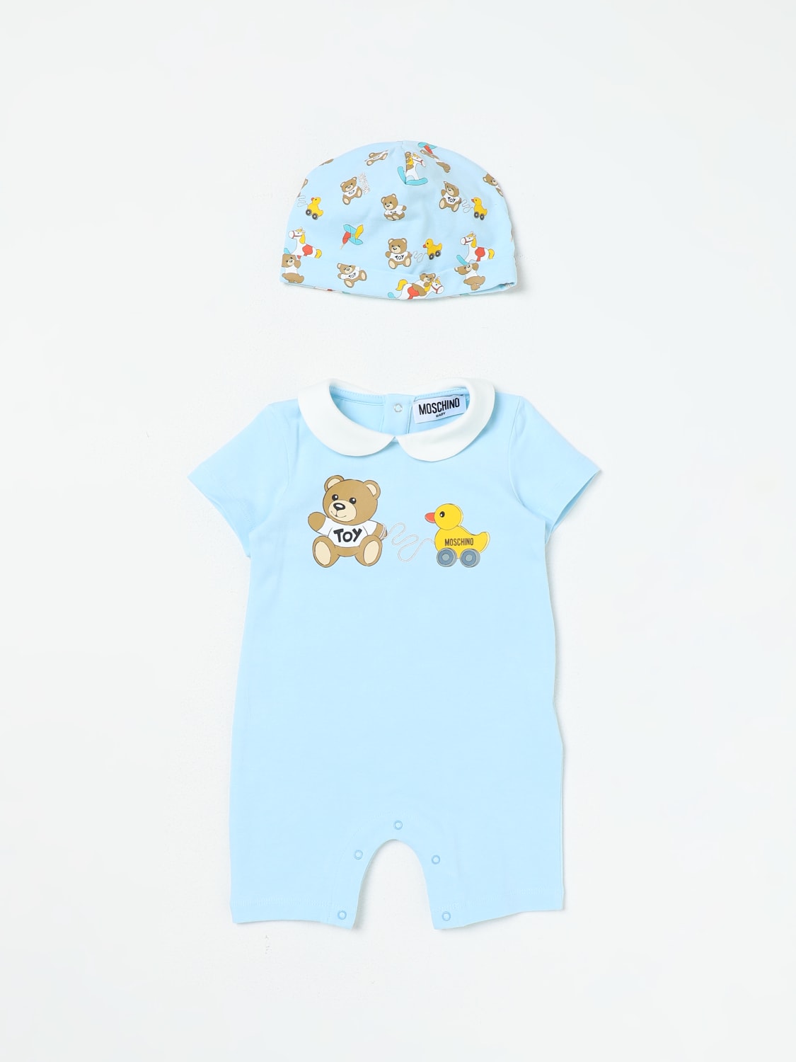 MOSCHINO BABY: Костюмчик малыш - Голубой | Moschino Baby Костюмчик  MMY056LBA00 на сайте GIGLIO.COM