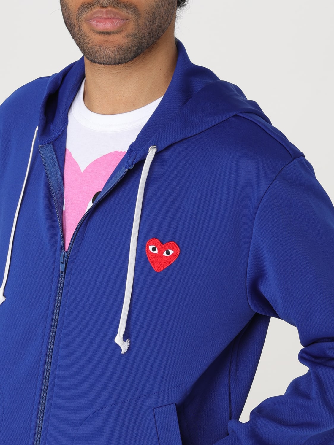 Comme des garcons hot sale play blue hoodie