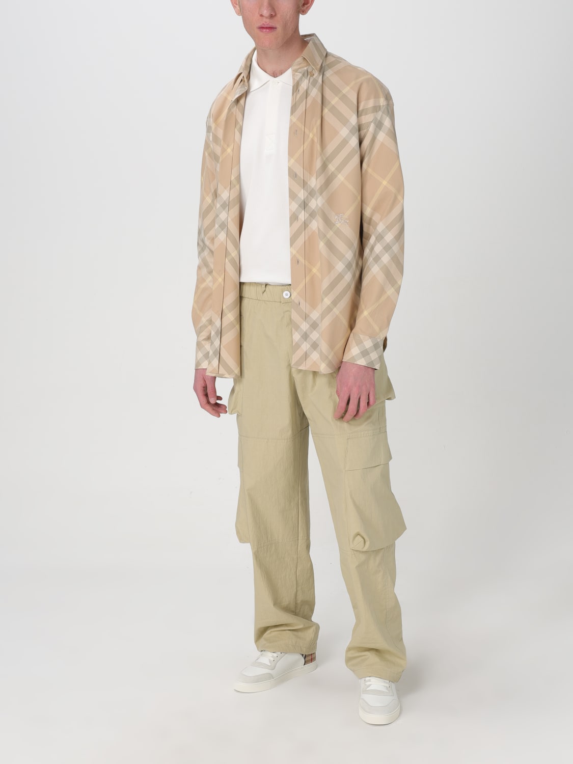 Burberry - Boys Beige Check Cargo Trousers
