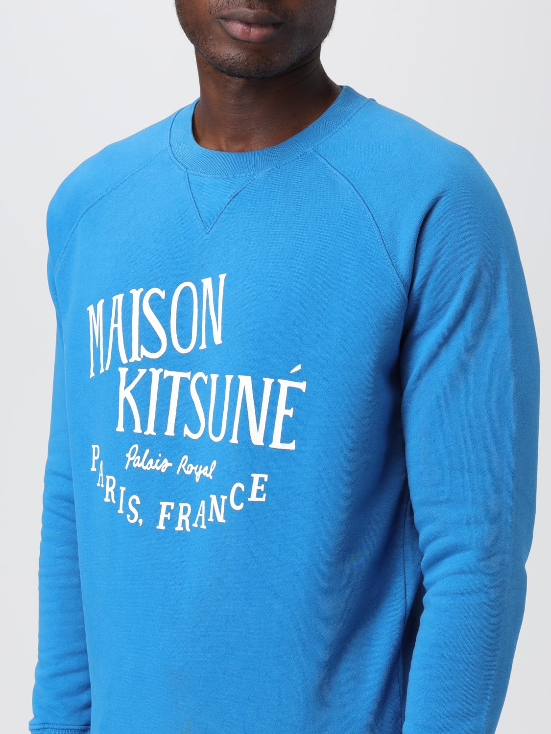 MAISON KITSUN sweatshirt in jersey with logo print Blue