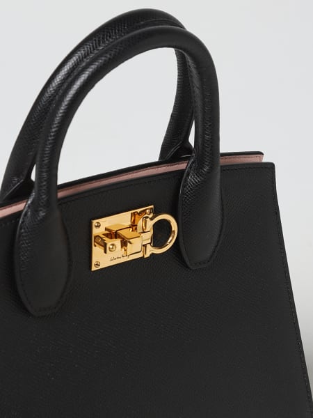 FERRAGAMO: Studio Box bag in leather with Gancini - Black