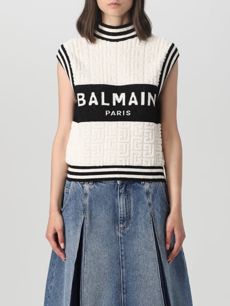 Women's Balmain: Balmain top in wool and cotton blend
