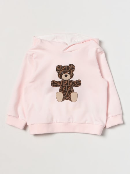 Fendi - Baby Beige Cotton FF Teddy Bear Hoodie