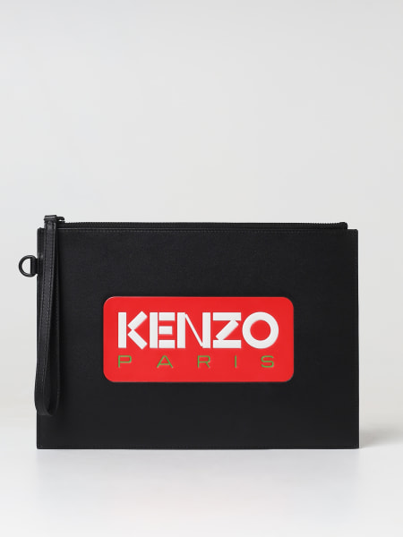 Pouch Kenzo in pelle con logo stampato