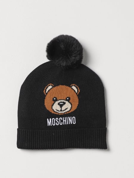 Moschino Kid hat in wool blend with jacquard Teddy