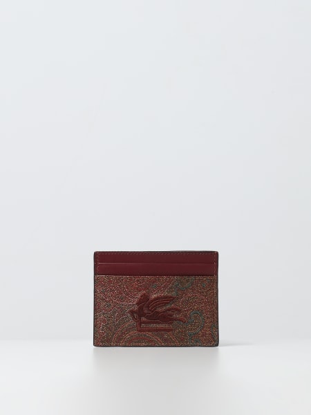 Men's Etro: Etro credit card holder in Paisley coated cotton with embroidered logo