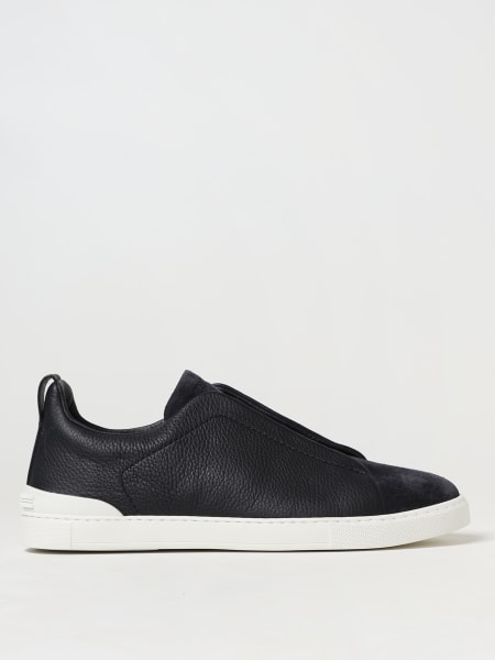 Zegna Triple Stitch™ low top leather and suede sneakers