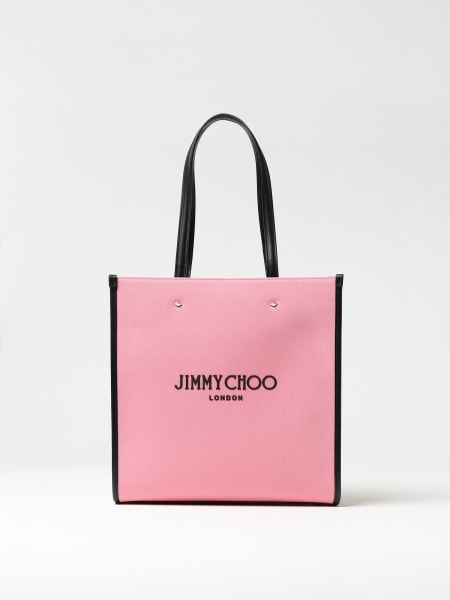 JIMMY CHOO: bag in canvas - Pink | Jimmy Choo tote bags NSTOTEMCZM