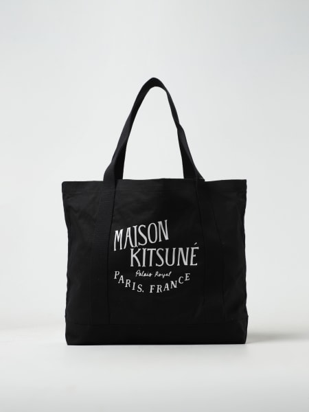 Borsa Maison Kitsuné in canvas con logo stampato