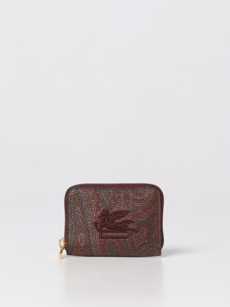 Etro coin purse in coated cotton with embroidered logo