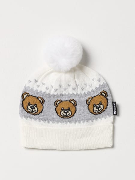 Moschino Kid hat in cotton and wool with Teddy Bear
