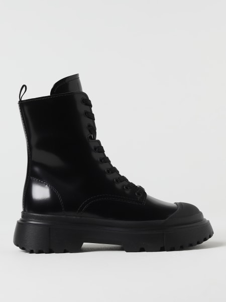 Hogan H619 combat boots in brushed leather
