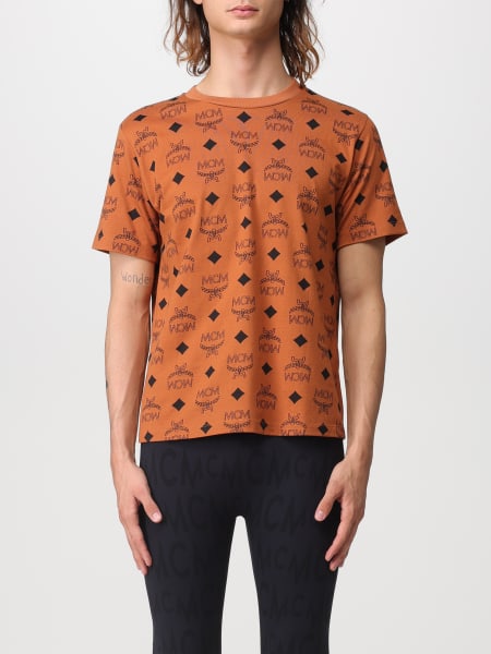 Mcm uomo: T-shirt MCM in cotone con stampa logo all over