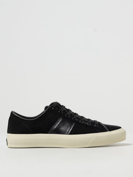 Men's Tom Ford: Tom Ford croco print velvet and leather sneakers