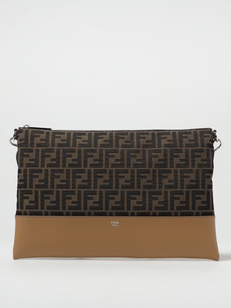 Fendi leather and fabric pouch with jacquard FF monogram