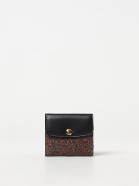 Etro wallet in coated cotton and leather with logo