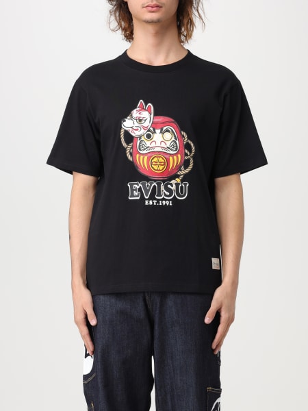 Evisu uomo: T-shirt Evisu in cotone con stampa Inari mask