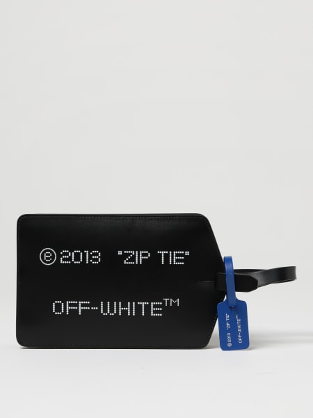 Pochette Zip-Tie Off-White in pelle con logo