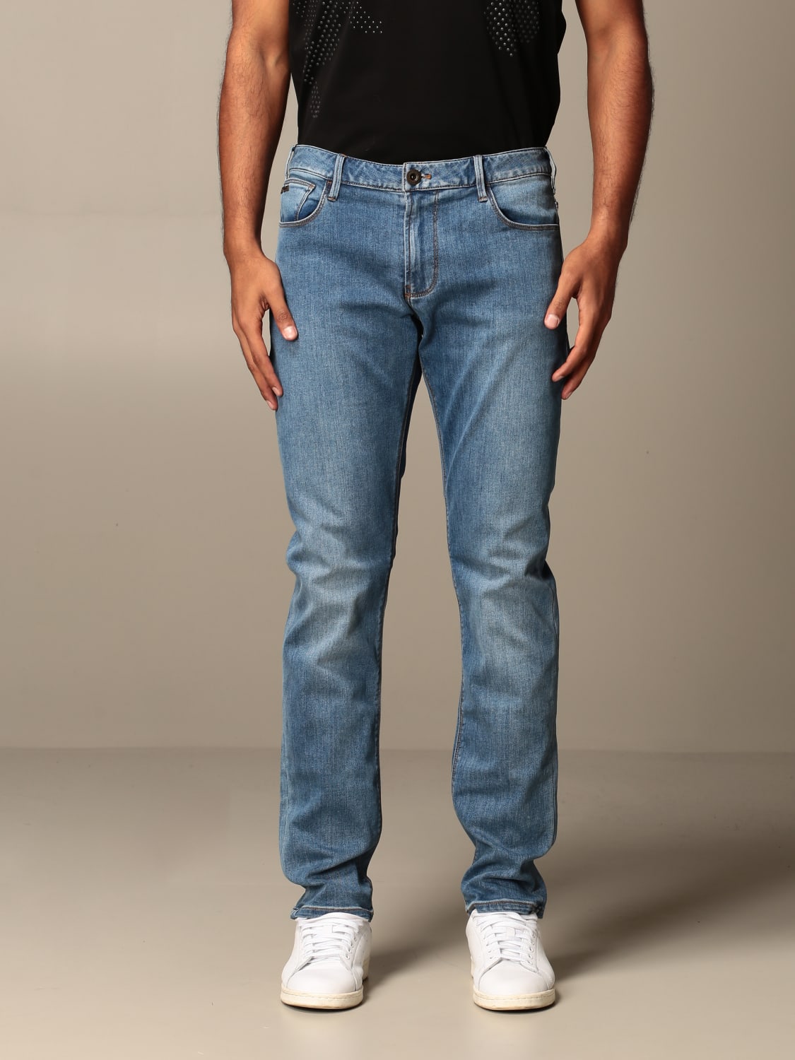 EMPORIO ARMANI Outlet jeans in used denim Stone Washed