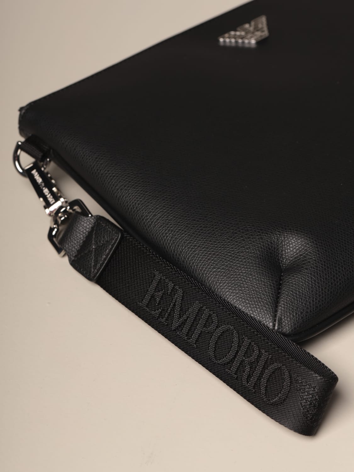 EMPORIO ARMANI Outlet flat clutch bag in synthetic leather