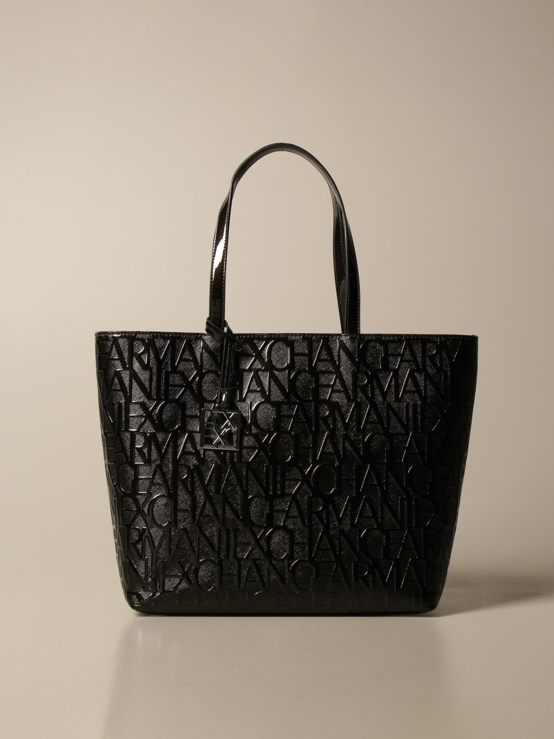 ARMANI EXCHANGE shoulder bag in synthetic patent leather with