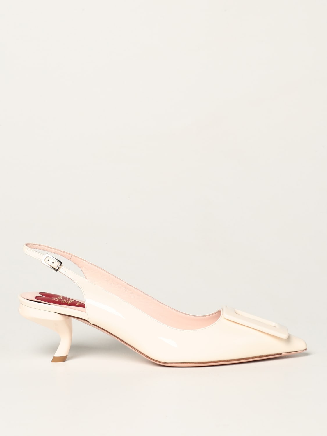 ROGER VIVIER: Virgule slingbacks in patent leather - White | ROGER ...