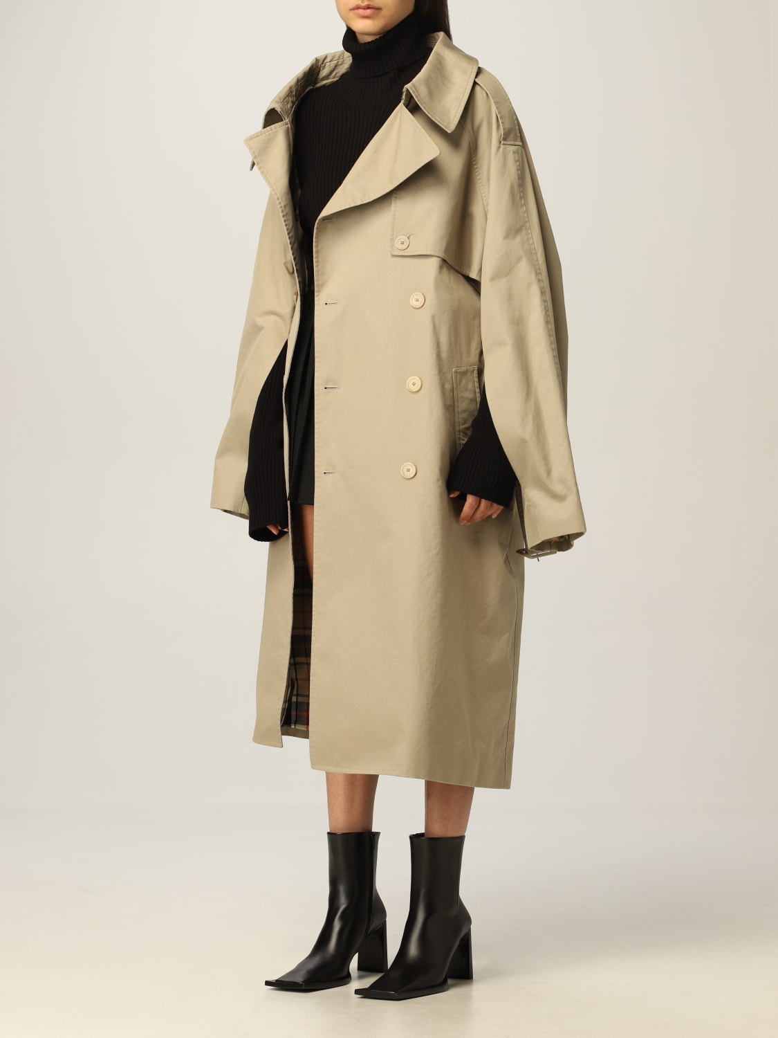 Balenciaga asymmetric trench coat in gabardine