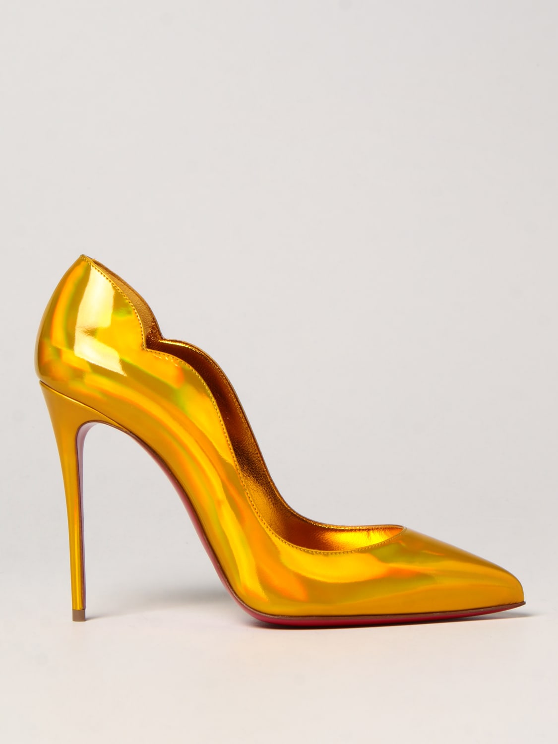 CHRISTIAN LOUBOUTIN: Hot Chick psychic patent leather pumps - Yellow ...