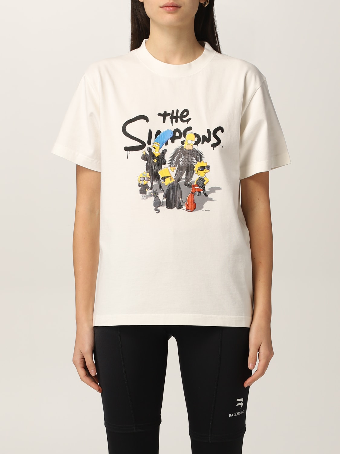 BALENCIAGA: The Simpsons stretch cotton t-shirt - White