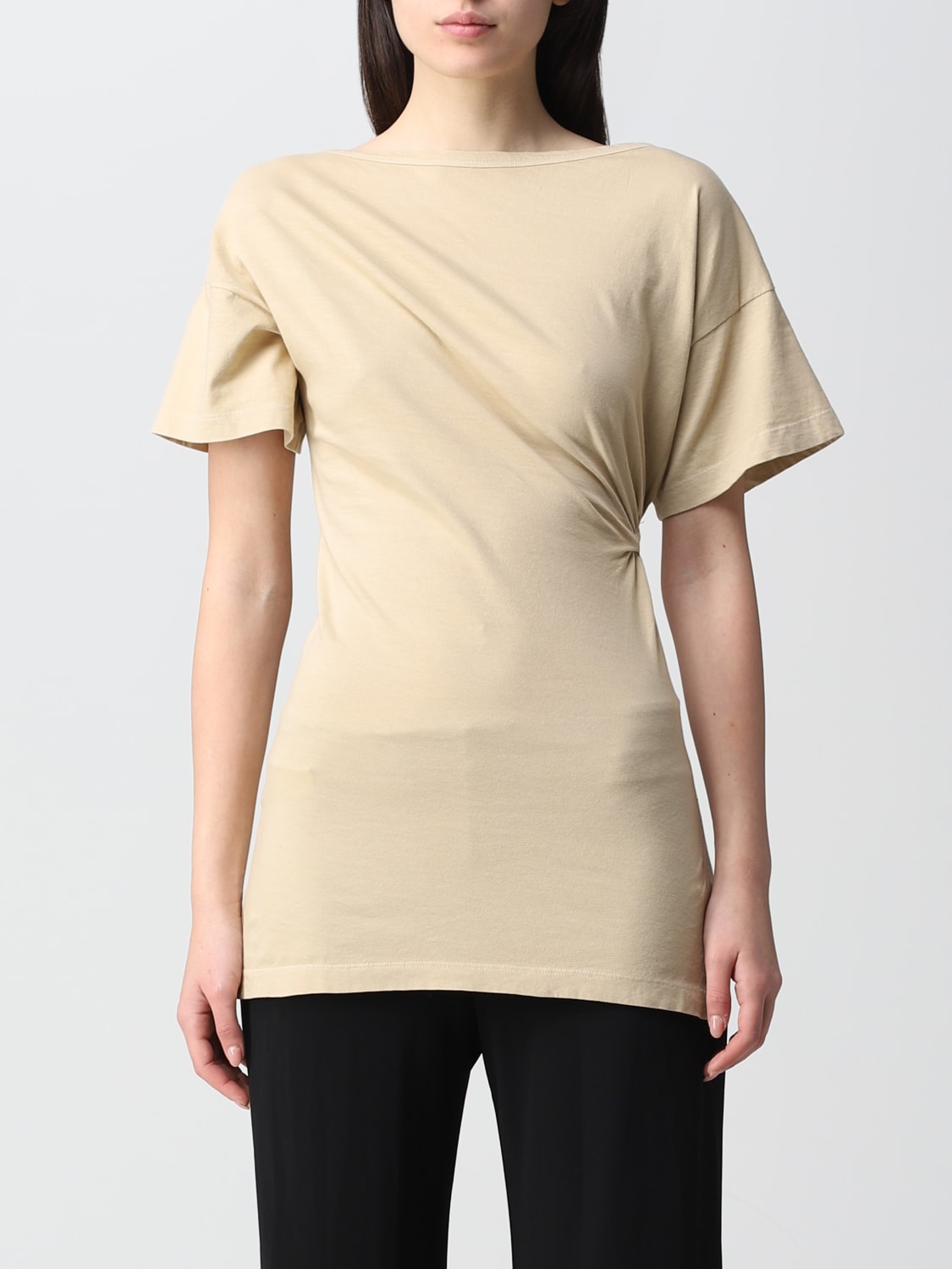 N° 21: N ° 21 cotton T-shirt with drapery - Beige | N° 21 t-shirt ...