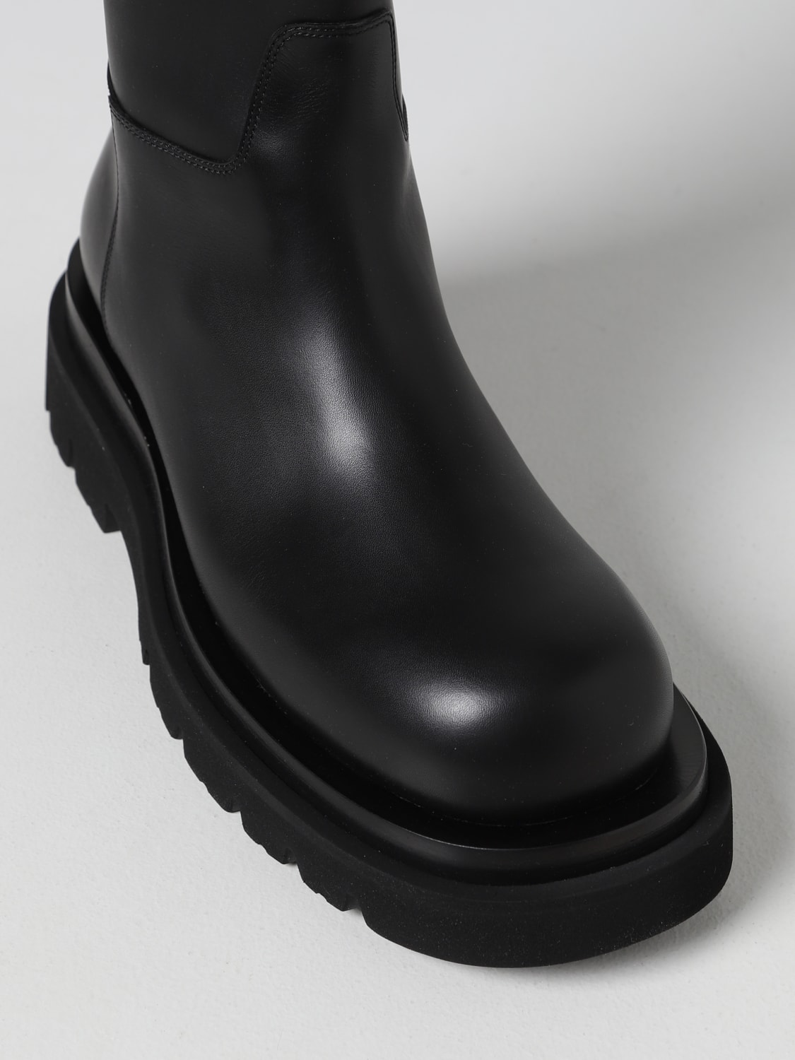 Bottega Venetta Lug Boots Black Leather
