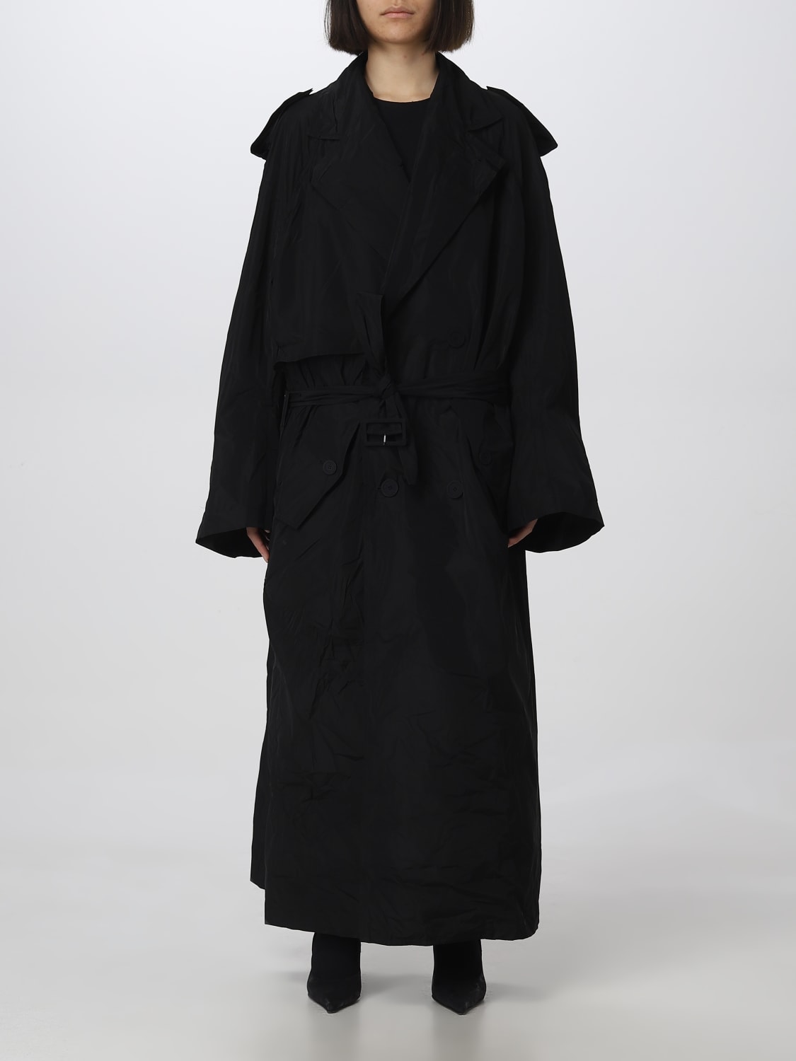 BALENCIAGA: Coat women - Black | BALENCIAGA trench coat 720148 TMO05 ...