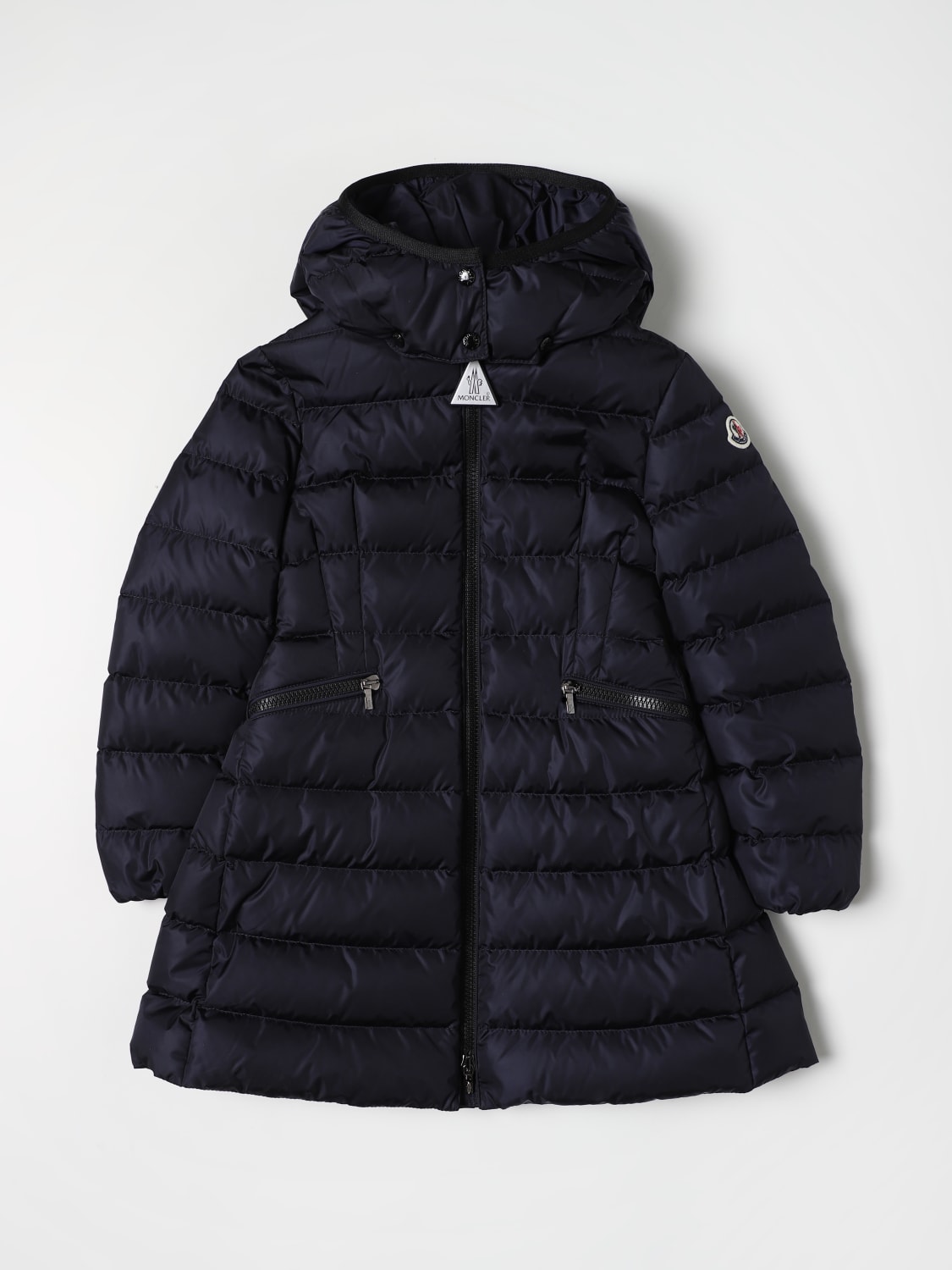 MONCLER: Charpal down jacket with logo - Blue | MONCLER jacket 1C5021054155  online at GIGLIO.COM